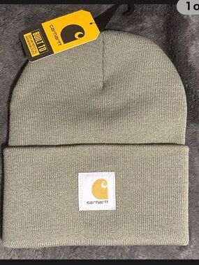 Carhartt Olive Green Rib Knit Cuffed Beanie
